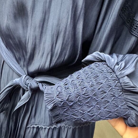 Ramy Brook Belted Long Sleeve Dress Navy - Picture 9 of 12